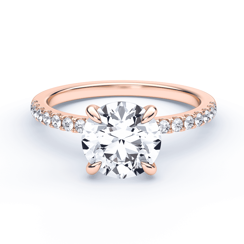Rose Gold Solitaire Diamond Engagement Ring with Pavé Band