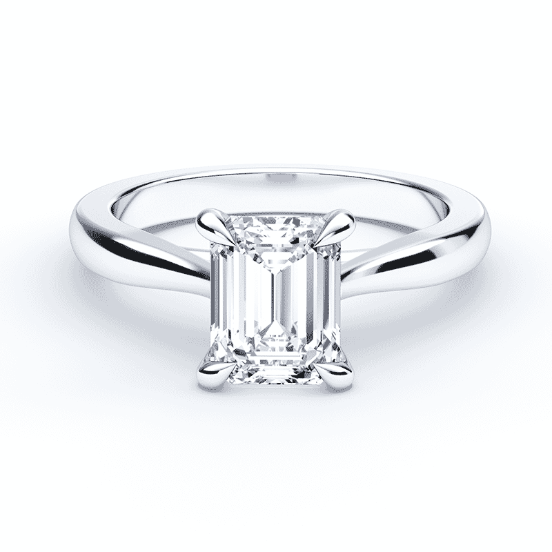 Cathedral Platinum Emerald Cut Diamond Ring | Plum Diamonds