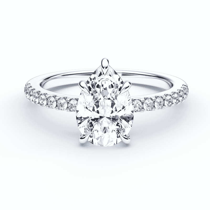 Low Profile Pave Platinum Pear Shaped Engagement Ring – Plum