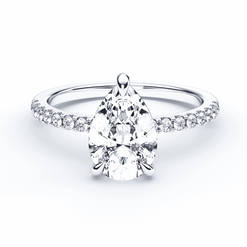 Hidden Halo Pave Platinum Pear Shaped Engagement Ring – Plum Diamonds